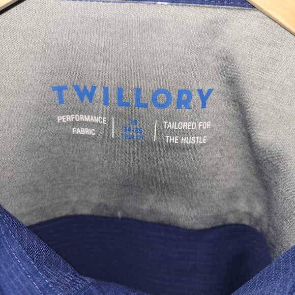 Twillory Performance Shirt Mens Size 16 Button Up Trim Fit Long Sleeve Blue Read - Picture 2 of 14